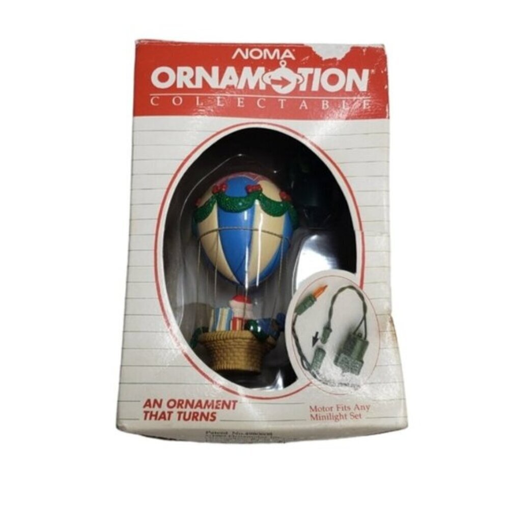 Noma Ornamotion Collectable Ornament 1989 Santa In A Hot Air Balloon Vin…